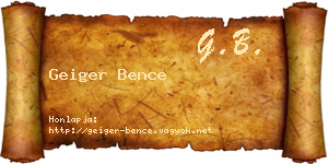 Geiger Bence névjegykártya
